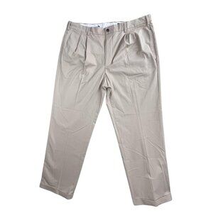 Orvis Pants Mens 40 Khaki Stretch Cotton Dress Casual Flat Front Pleated Classic